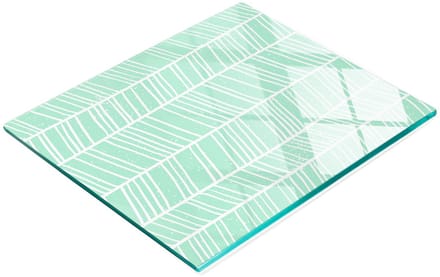 Duurzame en stijlvolle glazen snijplank met visgraatpatroon 60x52 cm