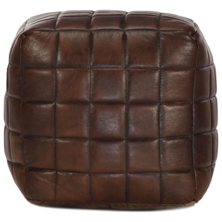 vidaXL - Poef - 40x40x40 - cm - echt - geitenleer - donkerbruin