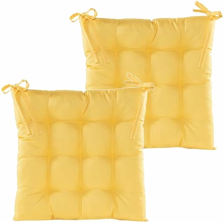 Anna's collection Stoelkussen gewatteerd - 2x - geel - 38 x 38 cm - binnen/buiten