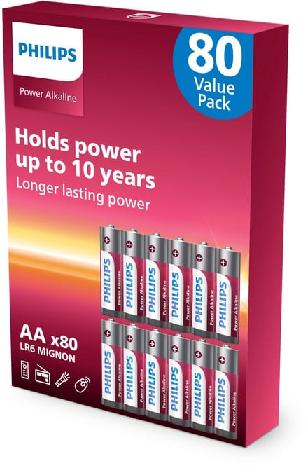 Philips Power Alkaline - AA Batterijen - 80 stuks