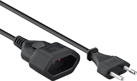 Goobay Verlengkabel eurostekker, 2 m, zwart, eurostekker (type C, CEE 7/16) > Eurobus (type C, CEE 7/16)