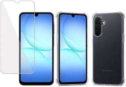 Hoesje met Screenprotector - Geschikt voor Samsung Galaxy A17 - Extreme Shockproof - Tempered Glass - Siliconen Case - Transparant - TechNow