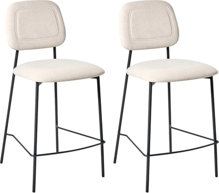 DUETTE - Barkruk set van 2 - Lichtbeige - Fluweel
