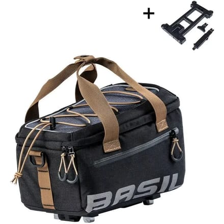 Basil Miles Trunkbag MIK - Bagagedragertas -100% Waterdicht - Stevig Polyester - Zwart/Grijs - 7 Liter
