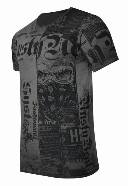 T-shirt met American-Skull Westside Gang Banger-print