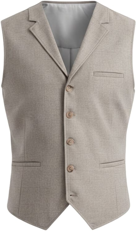 OMBRE Gilet - Regular Fit - Knopen - Effen Beige L