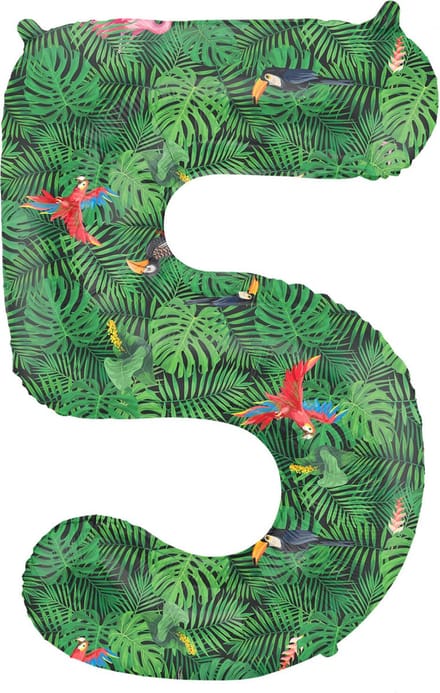 Folieballon Cijfer 5 Jungle Vibe - 86 cm