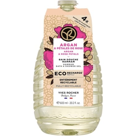 Yves Rocher Eco-Navulling Bad- en Douchegel Argan & Rozenblaadjes