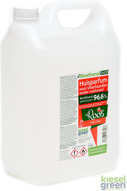 Bio- ethanol met Rozengeur-PREMIUM -bioethanol 96,6% biobrandstof -5 liter