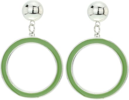 Behave - Ronde oorbellen met groene rand - Retro stijl - 5,5 cm