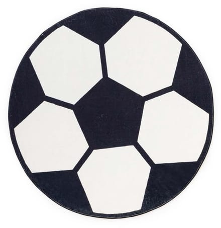 Voetbal vloerkleed rond - Fluffito Foot wit/zwart 200