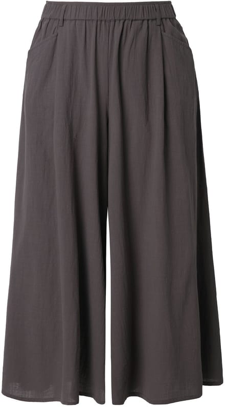 Ulla Popken - Dames - 7/8-broek wijde pijpen elastische tailleband - Donkergrijs - Maat 42+
