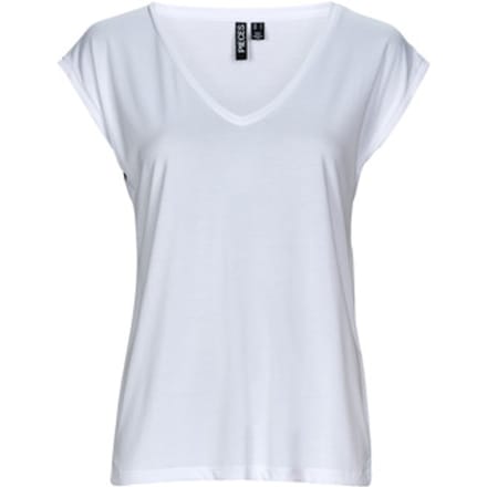 Pieces witte dames t-shirt   V-hals   Regular fit   Duurzaam   Korte mouw Wit S