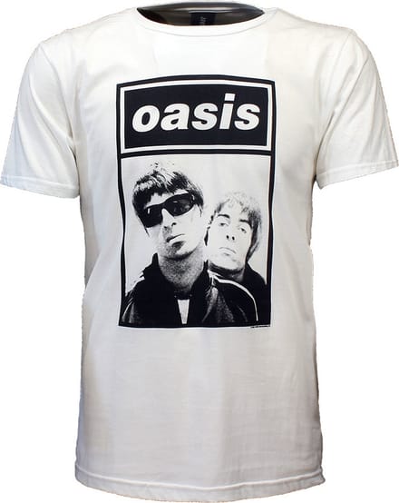Oasis Liam and Noel Photo T-Shirt Wit - Officiële Merchandise - M