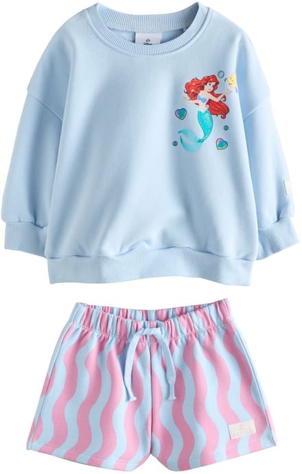 Next - Meisjes - Ariel set van sweatshirt & short - Blauw