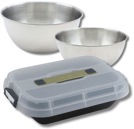 Set bakvorm voor taarten 34 x 24 cm met deksel, 2 mengkommen en 1 spatel Zenker