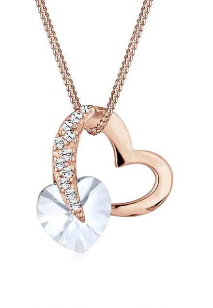 Elli - Halsketting - Dames hart symbool hanger kristallen in 925 sterling zilver verguld - Dames