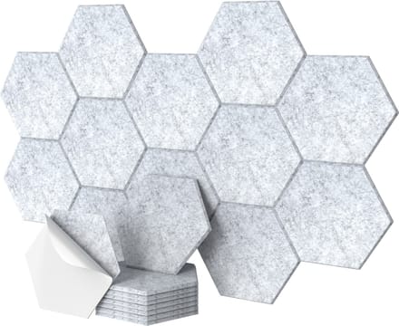 Akoestische wandpanelen - 18 stuks - zelfklevend - 30x26 cm - grijs