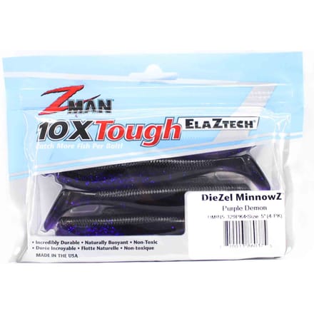 Leurre souple Zman Diezel MinnowZ 5 pouces 4/paquet violet démon (0375) white