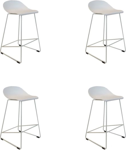 Livin24 Scandinavische Barkruk Ellen wit 66cm - Barkrukken set van 4 - barstoel
