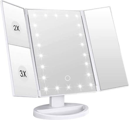 Intirilife Make-up spiegel met LED - Verlichte make-up spiegel Make-up tafel spiegel Inklapbaar wit