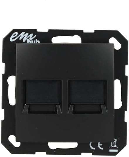 EMhub centraalplaat 2-voudig met Modular Jack - Lumo55 mat zwart (4090069)