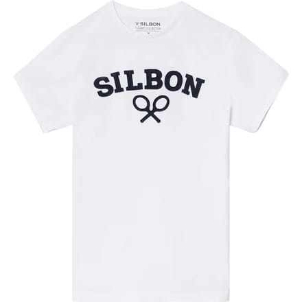 T-shirt met racketmotief op de borst Silbon