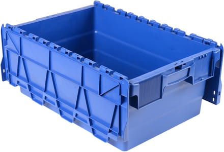 Shuttlebak set van 5 stuks - blauw - ergonomische handgrepen, stapelbaar, maat norm europallet
