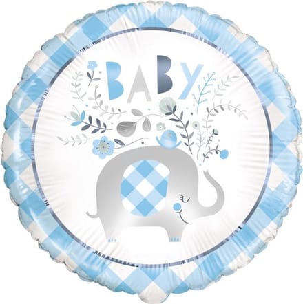 Helium Ballon Baby Olifant Blauw 45cm leeg