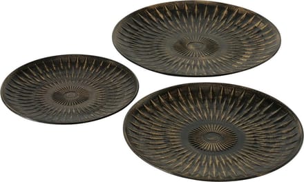Schaal set van 3 zwarte houten schalen met antiek goud finish