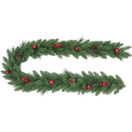 Decoris Bevroren Guirlande - Groen En Rood - 210cm