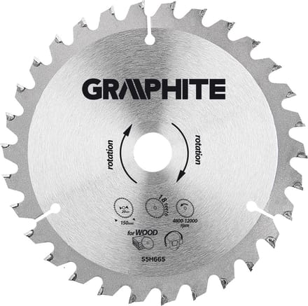 Graphite 55H665 Cirkelzaagblad voor Hout 150x20x18, TCT