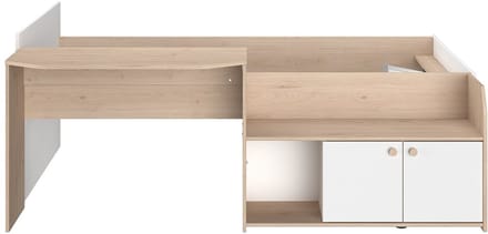 Vente-unique Combinatiebed hout natuurlijk licht, wit 90 x 190 cm, 90 x 200 cm