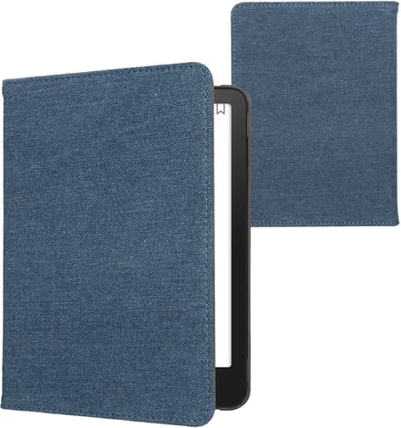 kwmobile e-reader hoesje geschikt voor Amazon Kindle Paperwhite (2024) / Colorsoft hoes - E reader flip case met magneetsluiting - Ereader cover - Denim design in blauw