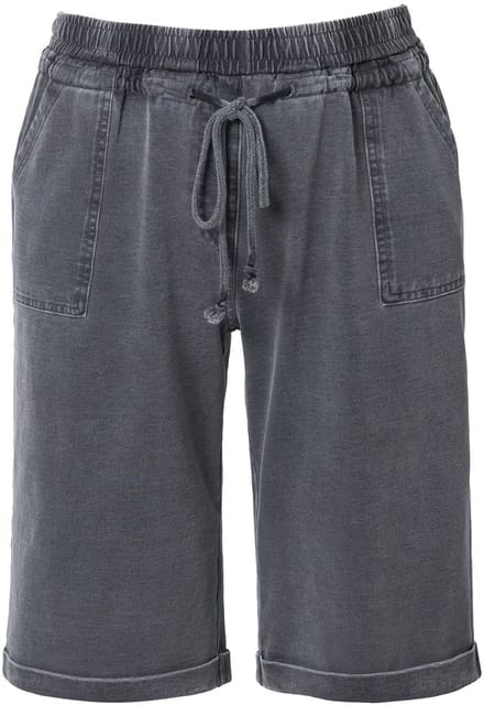 Ulla Popken - Dames - Jersey short Rose wijde pijpen elastische tailleband - Grafietgrijs - Maat 58+