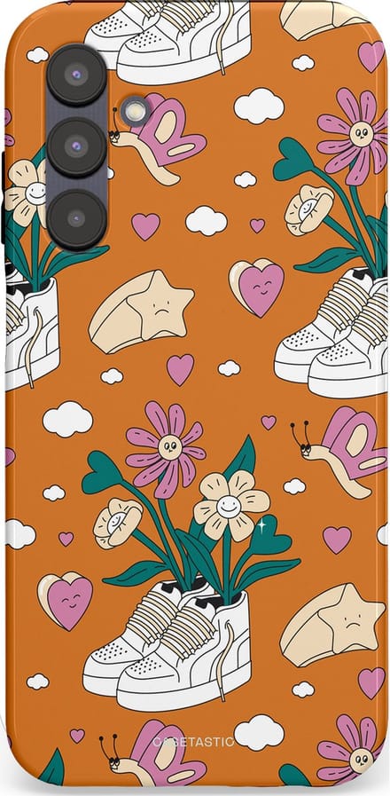 Casetastic hoesje geschikt voor Samsung Galaxy A25 - Dubbellaagse bescherming - Hartentuin - Fashion Case - Terracotta Zand Lichtgrijs