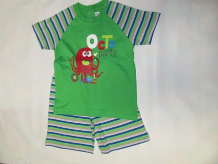 Wiplala Jen & James - Pyjama zomer - Jongen - Groen - Octoparty -  2 jaar  92