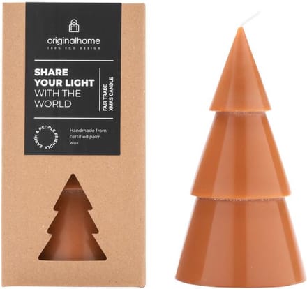 Original Home kerstboom kaars Cognac groot - Kerstkaarsen - KokoswasPalmolie - Ø 7,5 centimeter x 15 centimeter