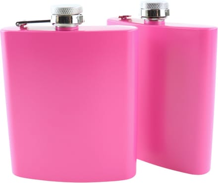 HIXA Heupfles - Roze - 2 Stuks - Flacon - Veldfles - RVS - Drinkfles - Platvink - Zakflacon Heupflacon - 200ml - PINKY