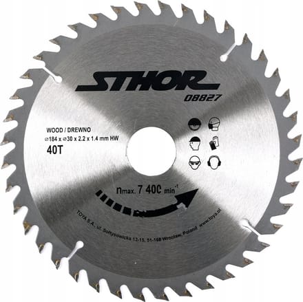 STHOR Cirkelzaagblad Ø184 mm - 40 T - binnendiameter 30 mm