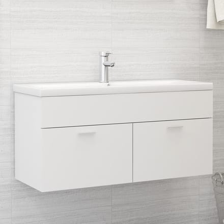 vidaXL - Wastafelkast - met - ingebouwde - wastafel - spaanplaat - wit