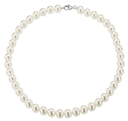 Traveller Collier - Parelketting Dames - Wit - Diameter parels 10 mm - Lengte 45 cm - Zilverkleurig - 740145