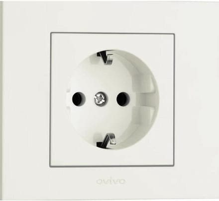 Stopcontact WIT - Enkel - inbouw met aarde - OVIVO®