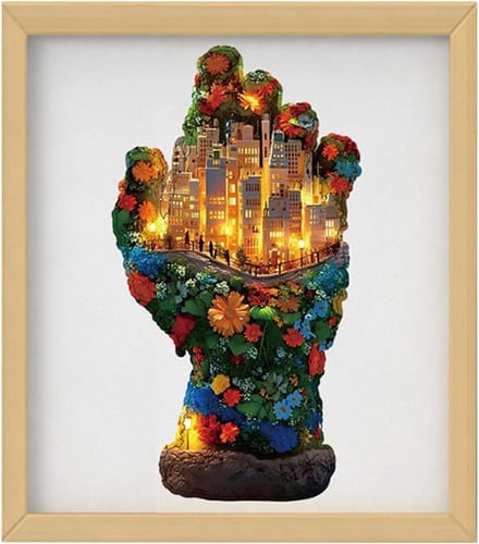 Houten Puzzel - Palmboom Motief - Ontspanning Thuis - Onregelmatige Vorm - 19 x 14 cm - Multicolor