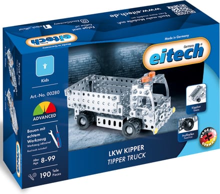 Eitech® Bouwdoos – Kiepwagen – 190-delig – Metalen Bouwpakket met Gereedschap – Constructiespeelgoed – Vanaf 8 Jaar
