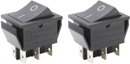 Tuimelschakelaar DPDT 6 eindpunten 16A 250V Zwart 2 Stuks