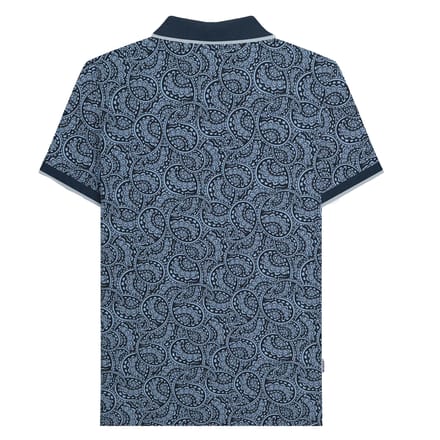 Lambretta Heren Paisley Tonaal Groot & Lang Poloshirt (Navy/Dusky blauw)