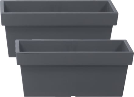 Prosperplast Plantenbak/bloembak - 2x stuks - terras/balkon - kunststof - 79 x 35 x 33 cm - steengrijs