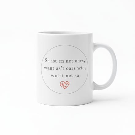 Friese Grappige Tekst Mok – Romantische Dialect Quote met Hartje – 330 ml Keramische Mok