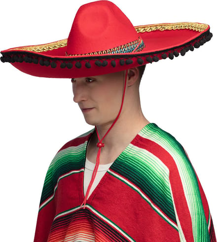 Boland - Sombrero Diego deluxe Rood - 59 - Volwassenen - Unisex - Mexico